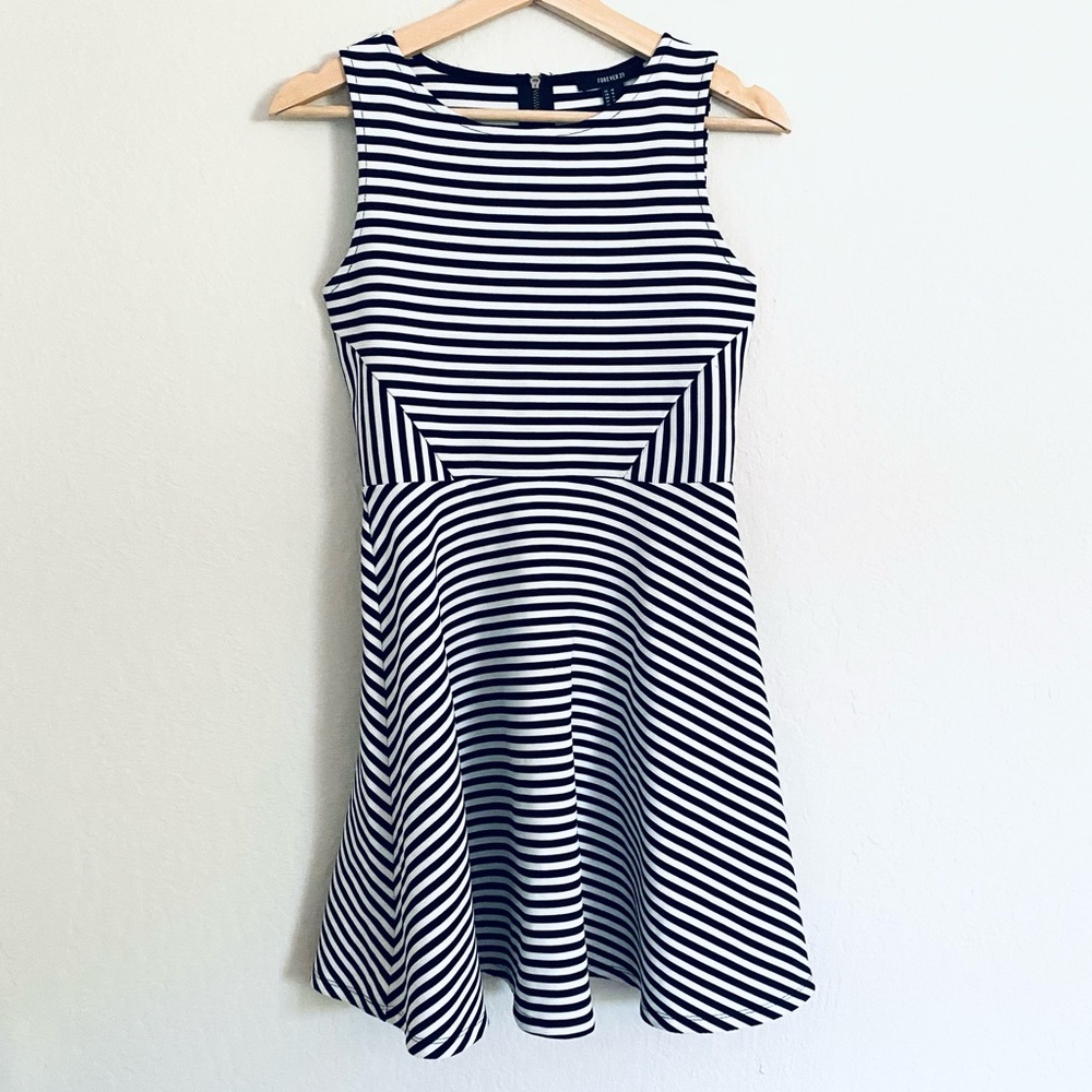 Black and White Geometric Stripe Mini Dress